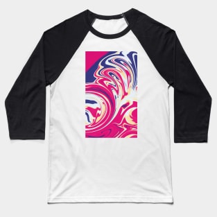 Pink,White and Blue Liquid Abstract Artwork Baseball T-Shirt